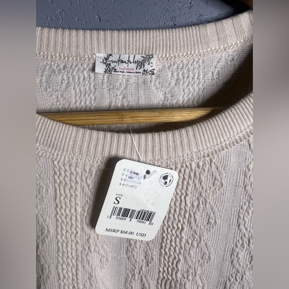 Free People Intimately Bodysuit in Cream Size S Cable Knit Long Sleeve Ribbed. - Picture 10 of 10